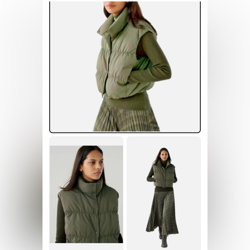 Uniqlo Women's Olive Green Cropped Puffer Vest